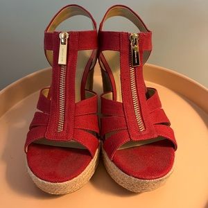 Michael Kors Espadrille Wedge Pink Berry Size 8